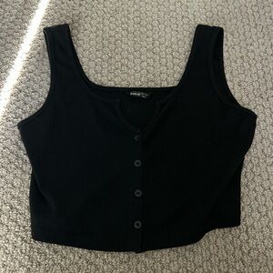 SHEIN Black Buttoned Crop Tank Top